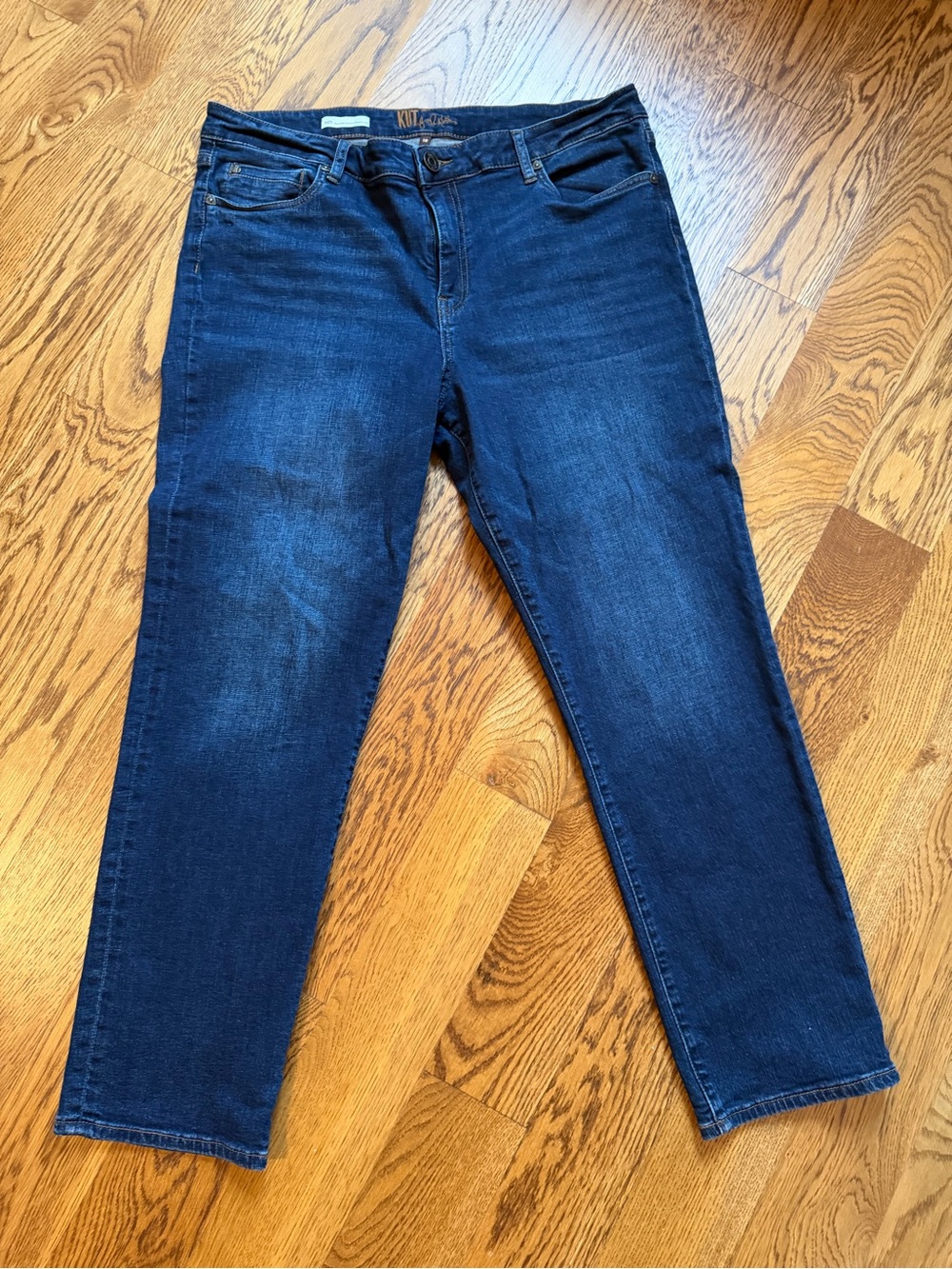 Kut from the Kloth Women’s Deep Indigo Katy High Rise Ankle Straight Jeans